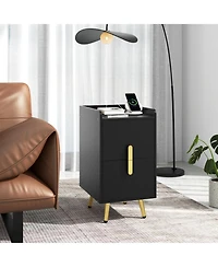 Gouun Nightstand with 2 Drawers and Usb Charging Ports