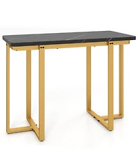 Gouun 42 in Faux Marble Console Table with Geometric Gold Metal Frame