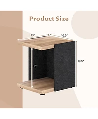 Gouun 16.5 in Mid-Century 2-Tier End Table with Open Storage Shelf, Oak