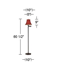 360 Lighting Swing Arm Floor Lamp 60.5" Tall Bronze Rust Fabric Shade with Gold Trim for Living Room Reading Bedroom Office