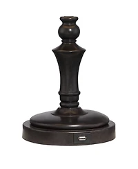 Regency Hill Traditional Swing Arm Desk Table Lamps 21.75" High Set of 2 with Usb Port Bronze Metal Faux Leather Shade for Living Room Bedroom