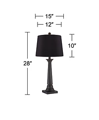 360 Lighting Dolbey 28" Tall Tapered Column Farmhouse Rustic Table Lamps Set of 2 Bronze Finish Metal Shade Bedroom