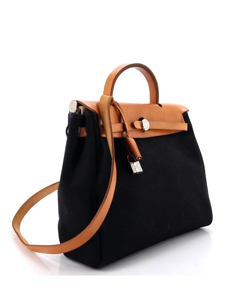 Pre-Owned HERMES Pm Herbag Toile and Leather