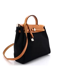 Pre-Owned HERMES Pm Herbag Toile and Leather