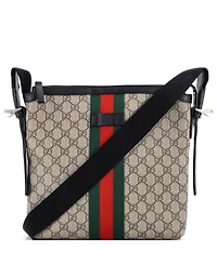 Pre-Owned Gucci Medium Web Messenger Bag Gg Coated Canvas