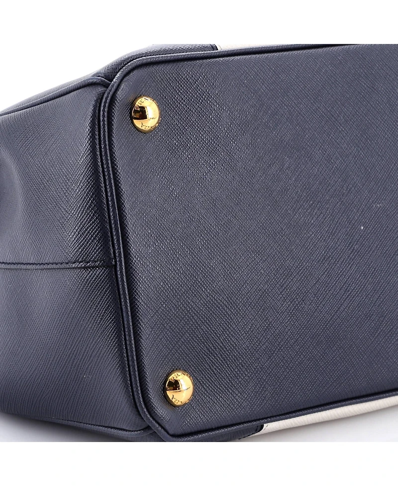 Pre-Owned Prada Medium Bicolor Double Zip Lux Tote Saffiano Leather