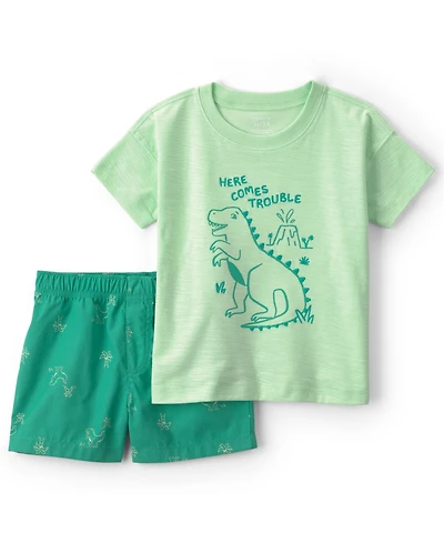 Carter's Boys' 2T-5T Dinosaur T-Shirt and Shorts, 2-Piece Set