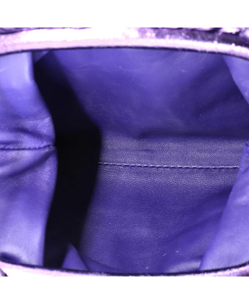 Pre-Owned Bottega Veneta Mini The Pouch Crinkled Metallic Leather