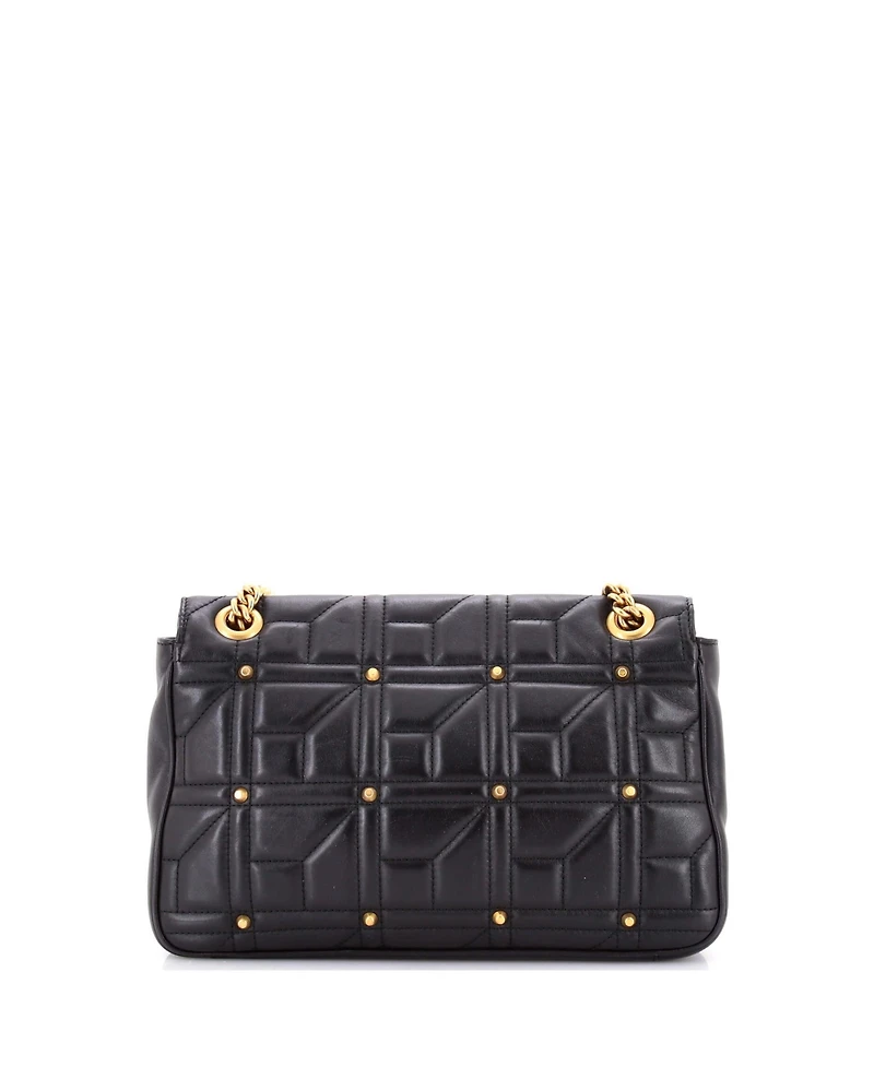 Pre-Owned Gucci Medium Gg Marmont Flap Bag Studded Matelasse Leather