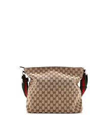 Pre-Owned Gucci Medium Front Pocket Web Messenger Gg Canvas