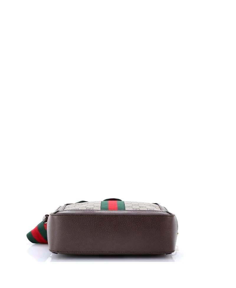 Pre-Owned Gucci Small Ophidia Zip Around Camera Bag Gg Coated Canvas