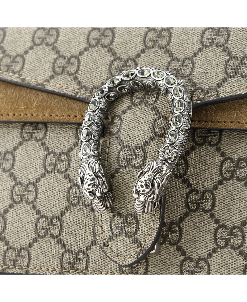 Pre-Owned Gucci Small Dionysus Bag Gg Coated Canvas with Crystal Embellished Metal