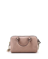 Pre-Owned Gucci Medium Emblem Boston Bag Gg Embossed Leather