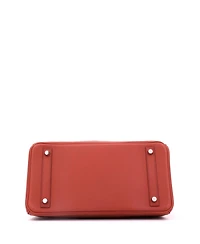 Pre-Owned HERMES Birkin 30 Handbag Orange Clemence and Evercolor with Palladium Hardware