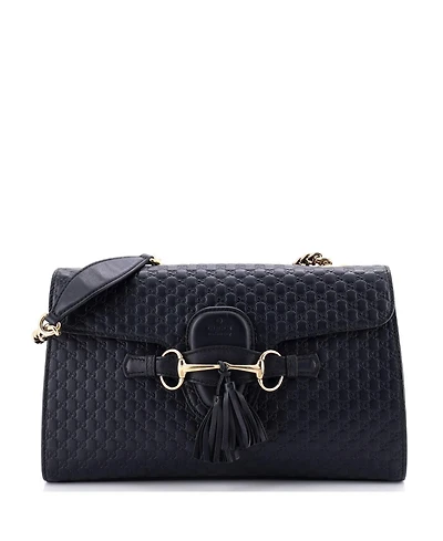 Pre-Owned Gucci Medium Emily Chain Flap Bag Microguccissima Leather