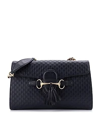Pre-Owned Gucci Medium Emily Chain Flap Bag Microguccissima Leather