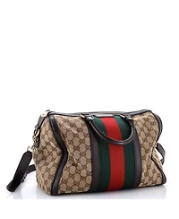 Pre-Owned Gucci Medium Vintage Web Boston Bag Gg Canvas