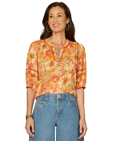 Democracy Women's Mandarin Collar Top