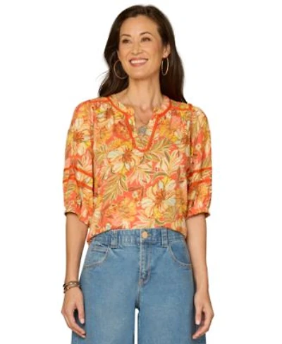 Democracy Womens Mandarin Collar Top