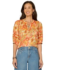 Democracy Womens Mandarin Collar Top