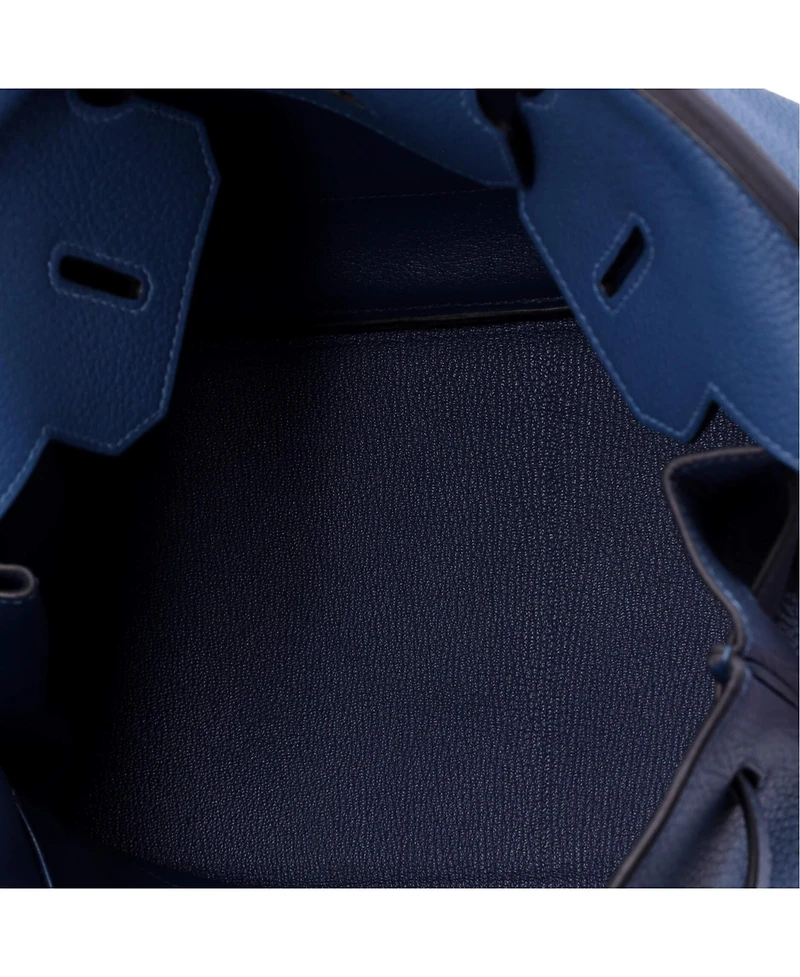 Pre-Owned HERMES Birkin 35 Handbag Blue Clemence with Gold Hardware