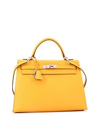 Pre-Owned HERMES Kelly 32 Handbag Yellow Epsom with Palladium Hardware