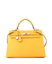 Pre-Owned HERMES Kelly 32 Handbag Yellow Epsom with Palladium Hardware