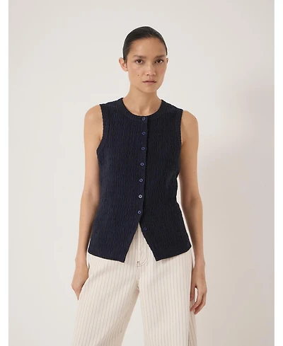 Hush Women's Textured Sleeveless Button Through Top