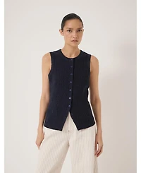 Hush Women's Textured Sleeveless Button Through Top