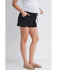 Hello Miz Maternity Relaxed Fit Lounge Shorts with Front Pockets and Drawstring