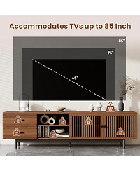 Rainsken 78 inch Tv Stand for TVs, Walnut Media Console Table, Entertainment Center with Deep Drawers and Cable Management for Living Room