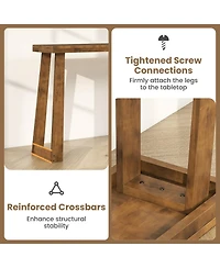 Gouun 43 in Solid Rubber Wood Narrow Console Table with 2 in Thick Tabletop