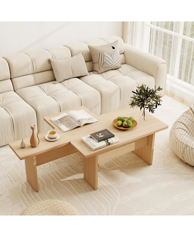 Gouun Modular L-Shaped Coffee Table Set of 2 with Multiple Configurations