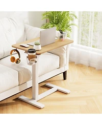 Gouun Height Adjustable Mobile Overbed Bedside Table with Cup Holder