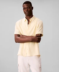 Calvin Klein Men's Linen-Blend Classic Button-Down Shirt