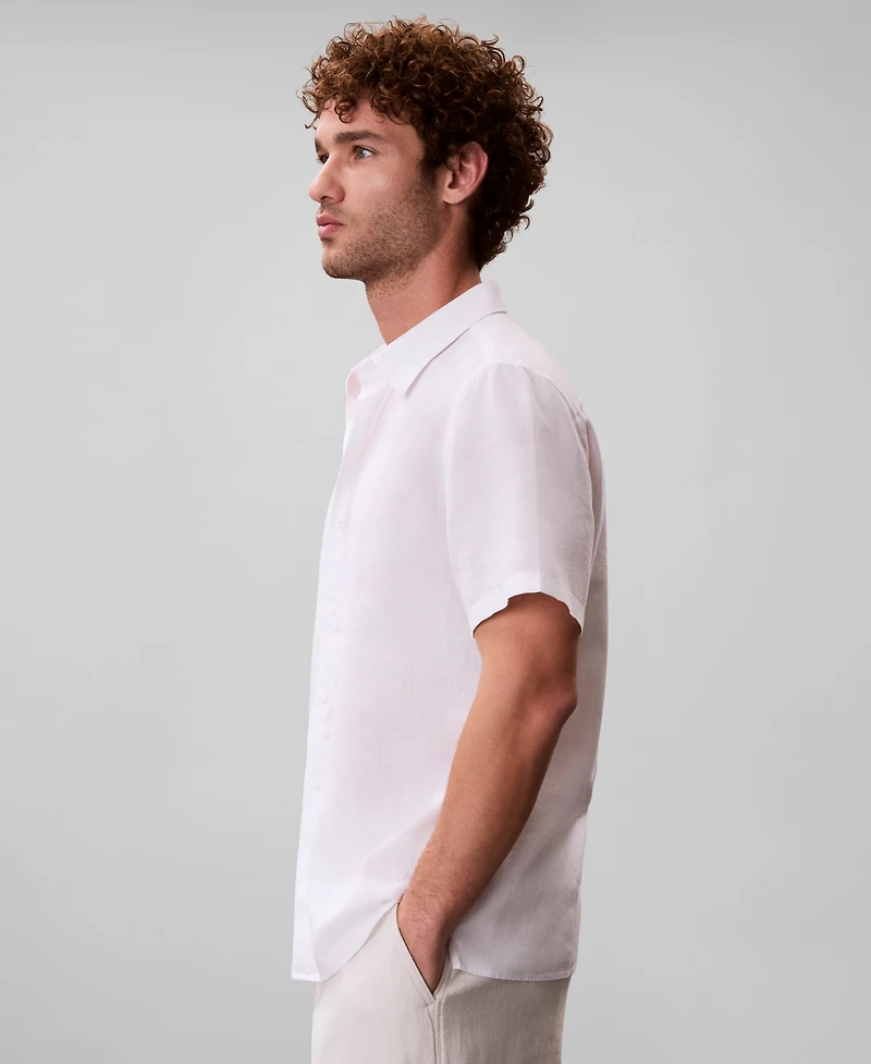 Calvin Klein Men's Linen-Blend Classic Button-Down Shirt