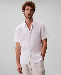 Calvin Klein Men's Linen-Blend Classic Button-Down Shirt