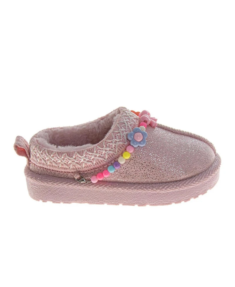 Josmo Big Girls Beaded Plush Slip On Slippers (Toddler)