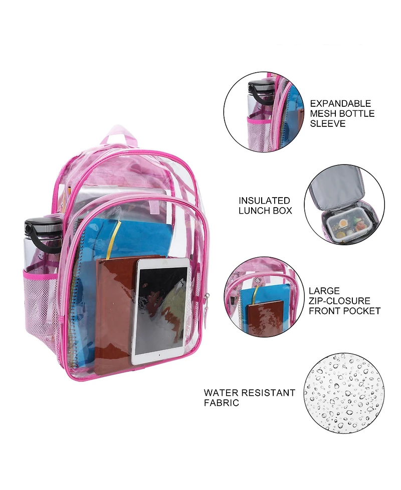 Hello Kitty 2-Piece 16" Kids Clear Backpack and Lunch Box Set For School And Travel