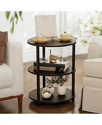 Yigii Small Round End Table 3 Tier Industrial Nightstand Side shelf Bedroom Living Room