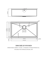 Busdays 32" Undermount Kitchen Sink, 16G Stainless Steel Ledge Workstation Single Bowl