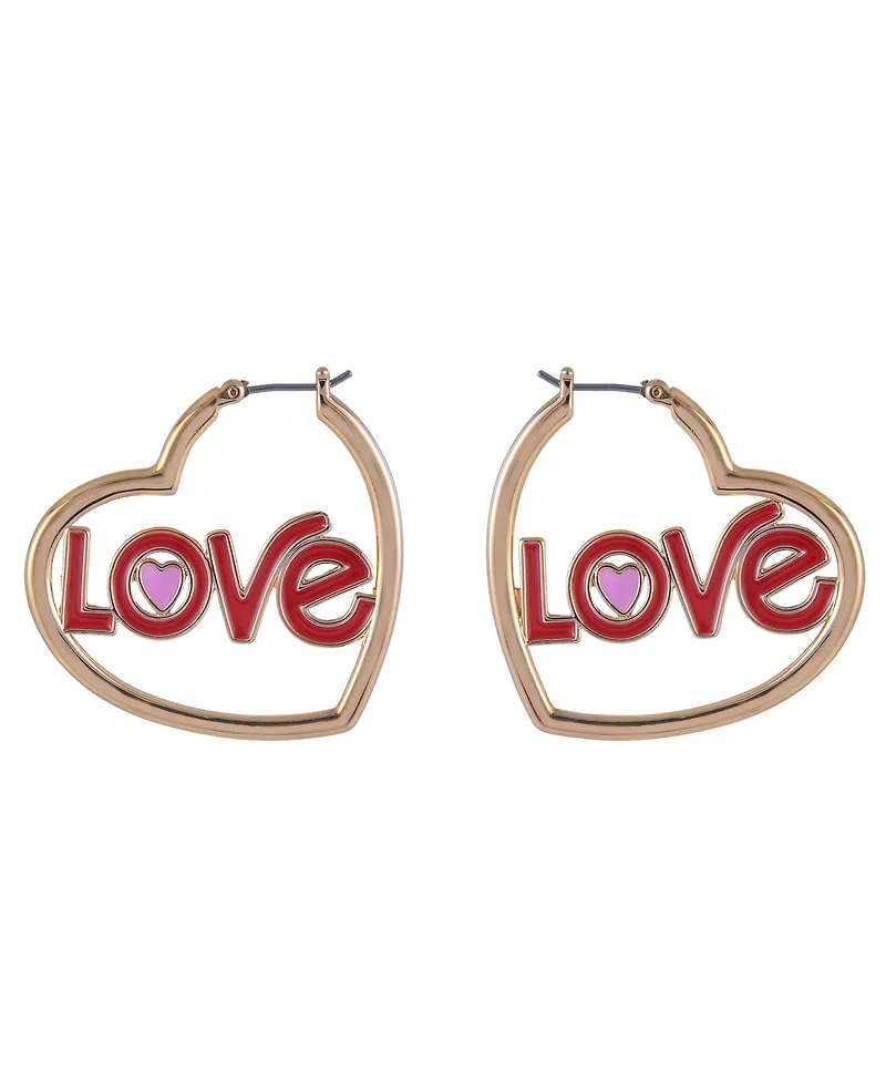 Hallmark Heart Shaped Hoop Earrings Brass Material
