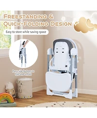 Sugift Foldable Baby High Chair with Adjustable Height and Reclining Seat