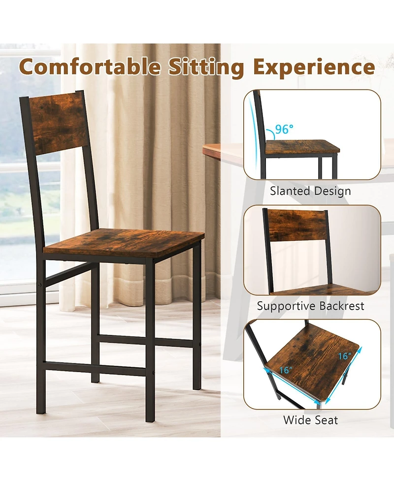 Sugift Dining Chairs Set of Four with Metal Legs and Slanted Back