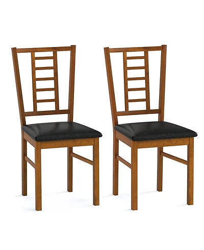 Sugift Pu Leather Upholstered Wood Dining Chairs Set of Two