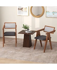 Sugift Mid Century Wooden Accent Chairs Set with Padded Seats