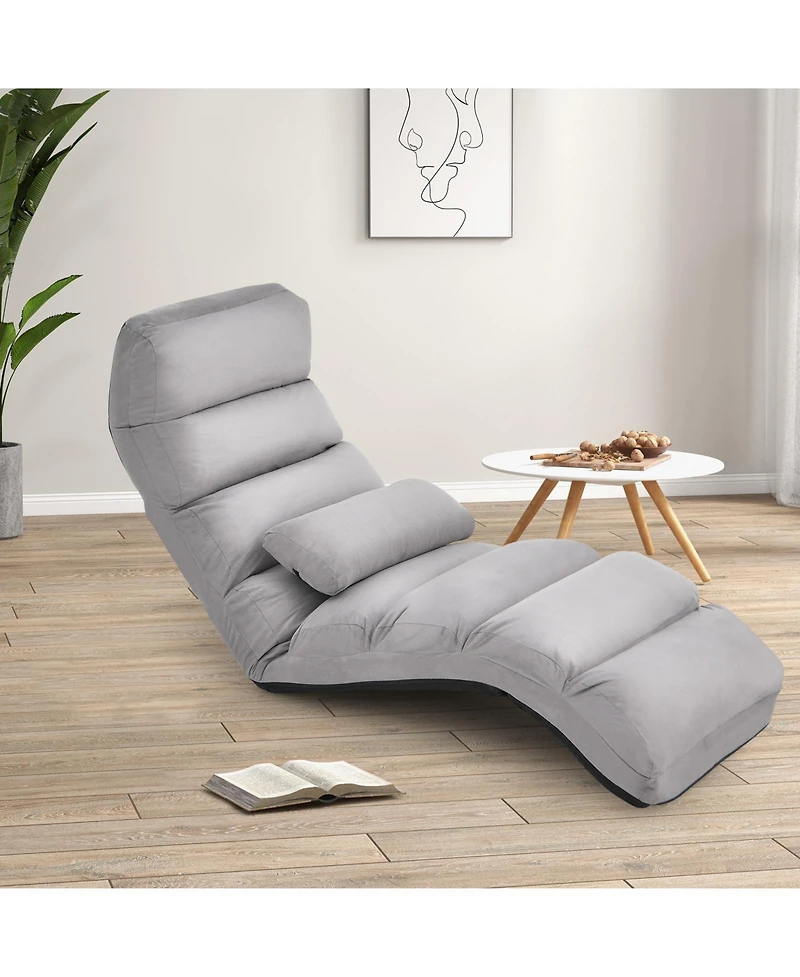 Sugift Folding Lazy Sofa Chair with Detachable Pillow
