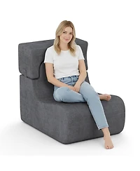 Sugift Floor Chair Lazy Sofa with Detachable Headrest Cushion