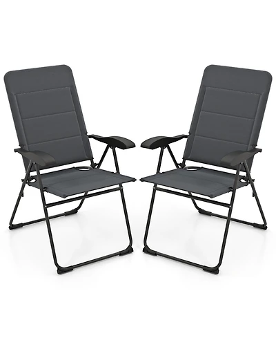 Sugift Two Piece Outdoor Folding Patio Chairs with Adjustable Backrest