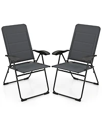 Sugift Two Piece Outdoor Folding Patio Chairs with Adjustable Backrest